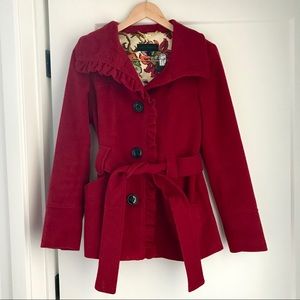 Steve Madden red ruffle coat